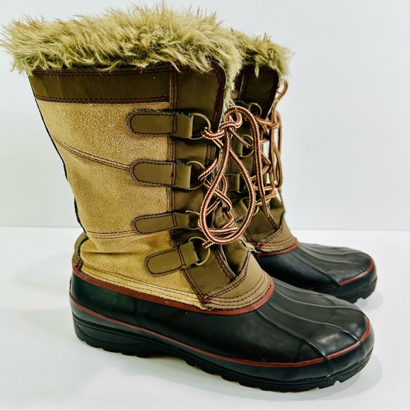 🎀 KHOMBU WOMENS SHERPA STYLE WINTER SNOW BOOTS SIZE 9 GREAT COND LOTS OF LIFE - Picture 1 of 9